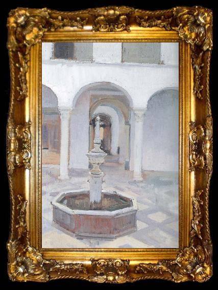 framed  Joaquin Sorolla Atrium fountain, ta009-2